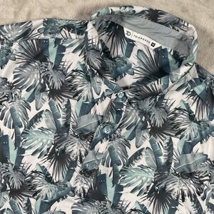 7 Diamonds Somers 4 Way Stretch Polo Shirt Mens Medium Palm Print Golf